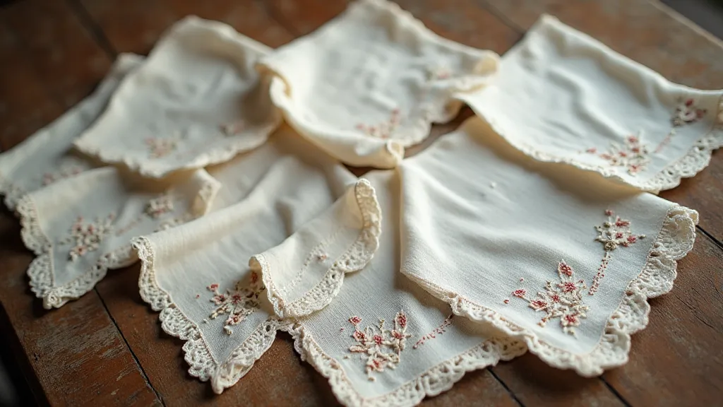 Collection of antique linen handkerchiefs.