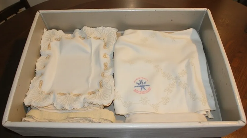 Antique handkerchiefs in a linen box