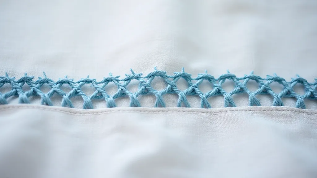 Chain stitch embroidery on antique handkerchief