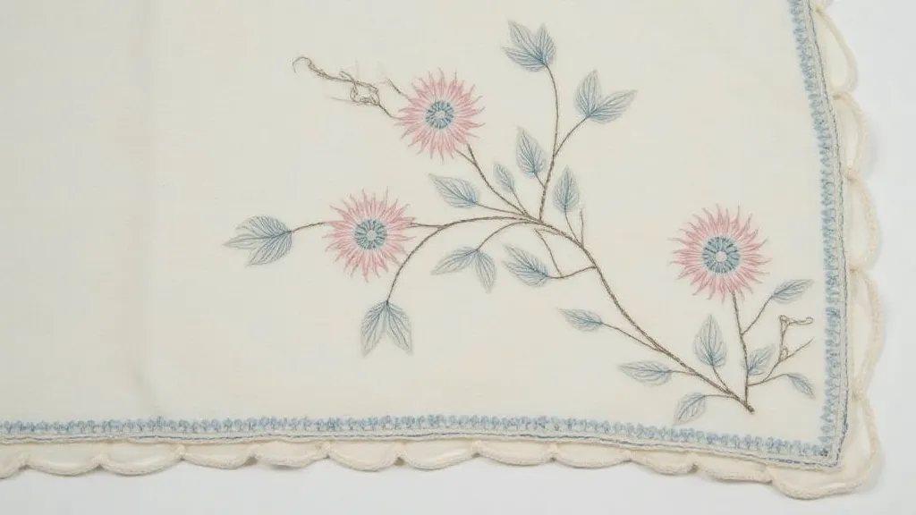 Cotton handkerchief with floral embroidery
