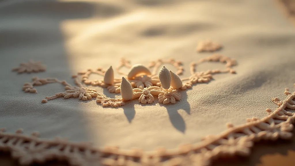 French knot embroidery on antique handkerchief
