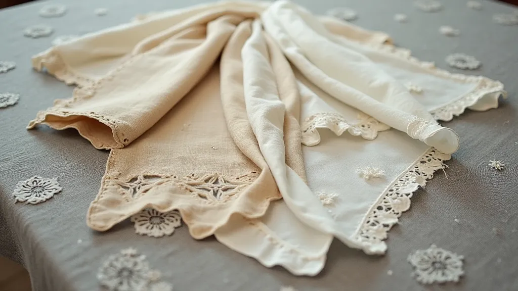 Collection of antique handkerchiefs showing various fabrics