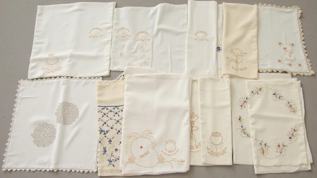 Layout of antique handkerchiefs showing embroidery and monograms