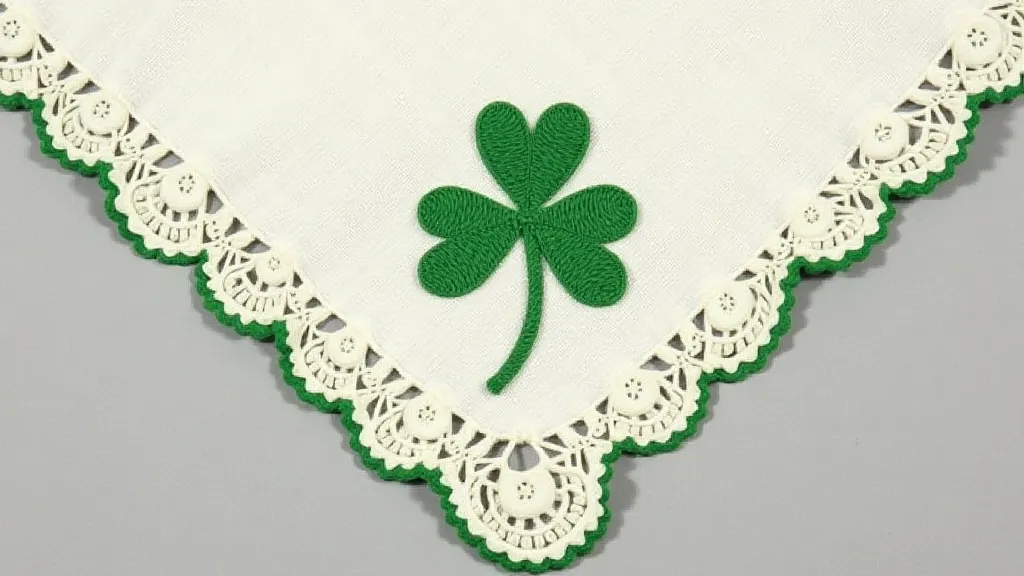 Irish handkerchief with shamrock motif