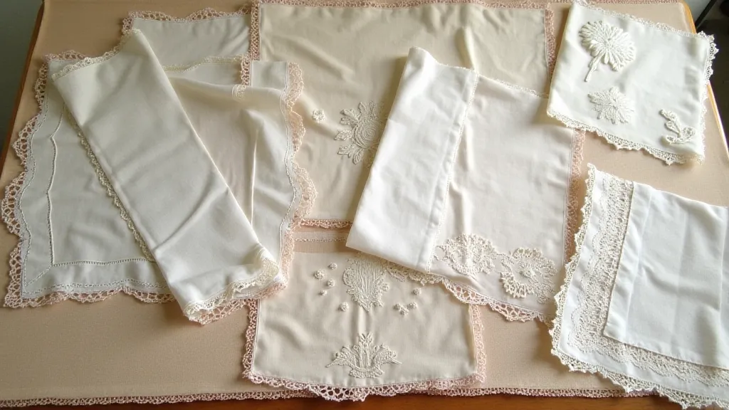 Antique linen handkerchiefs demonstrating different edge finishes