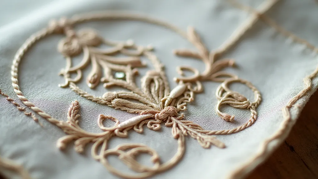 Detailed view of an antique handkerchief monogram