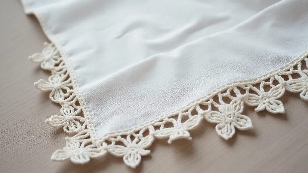 Antique linen handkerchief with point lace edge