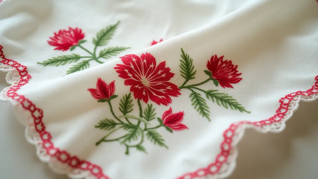 Vintage handkerchief with embroidered roses