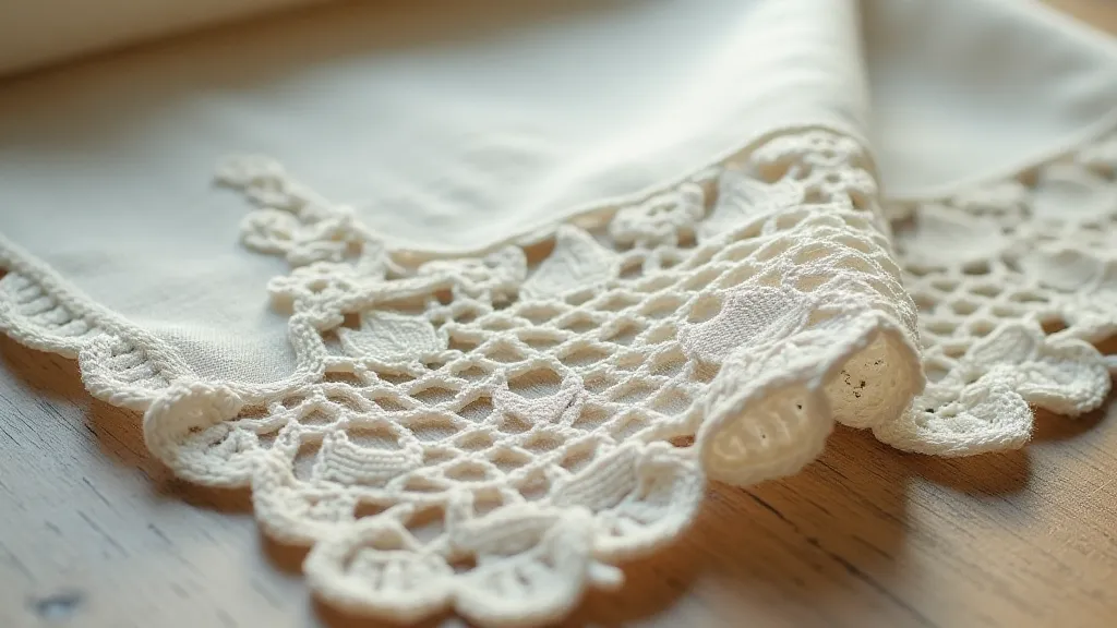 Shadow lace edge on antique handkerchief