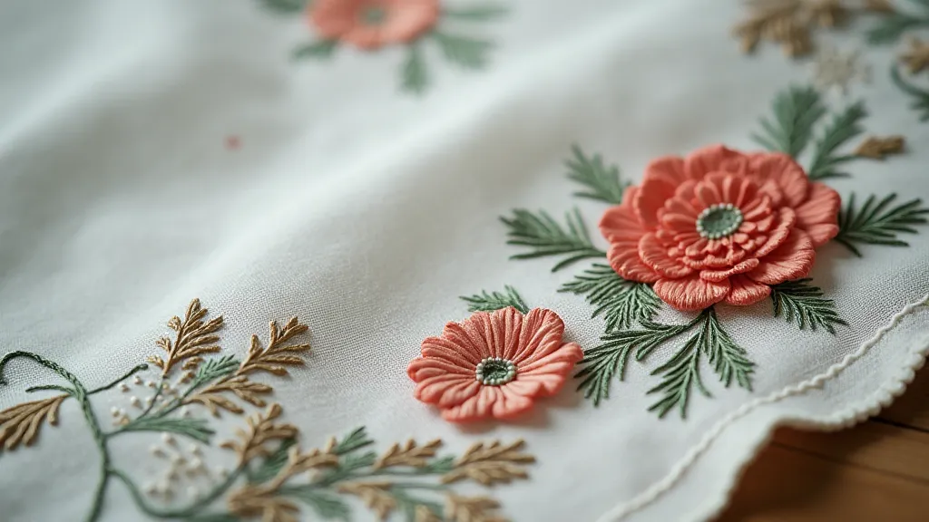Close-up of embroidered handkerchief
