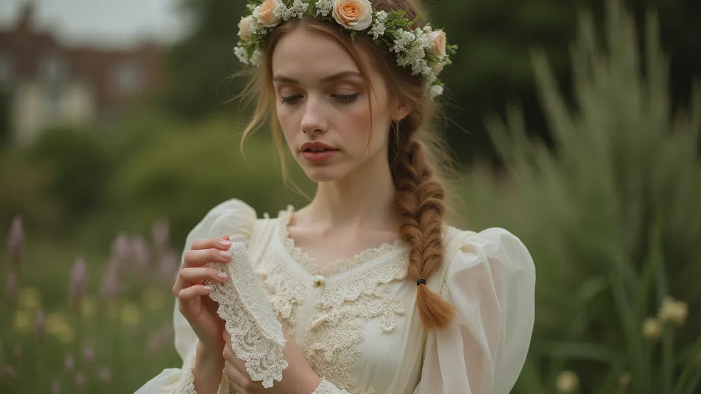 Victorian woman holding a handkerchief