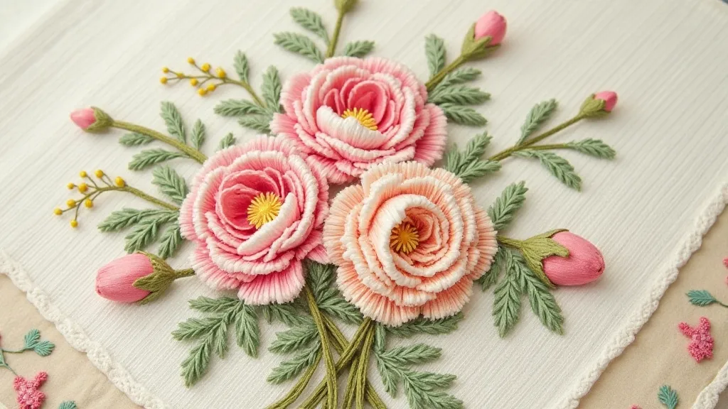 Victorian handkerchief with embroidered roses