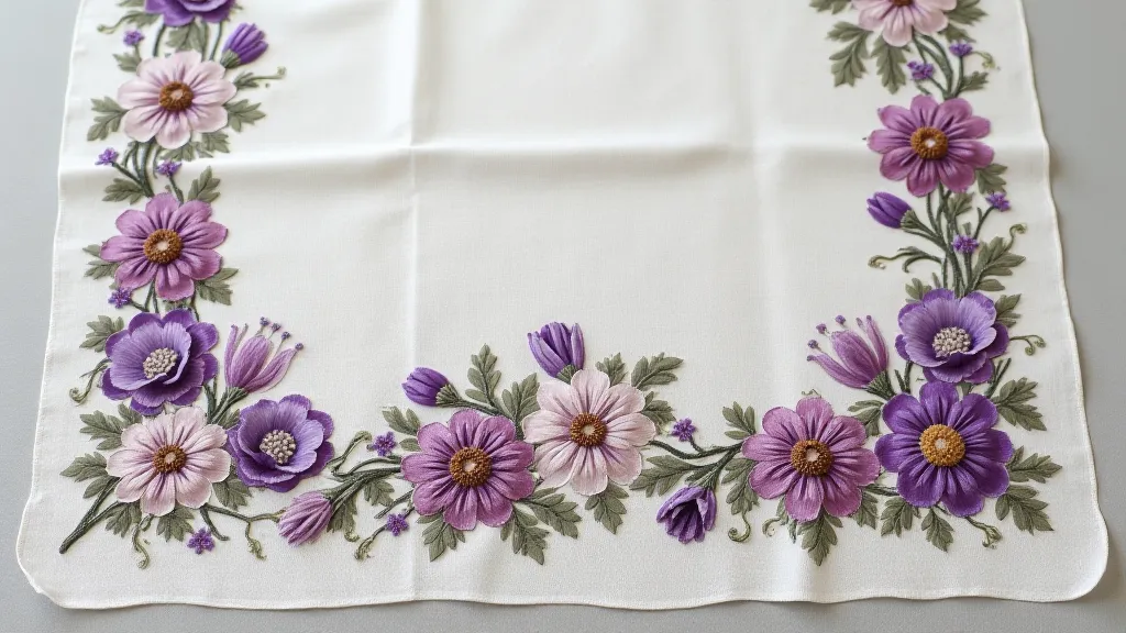 Vintage handkerchief with embroidered violets